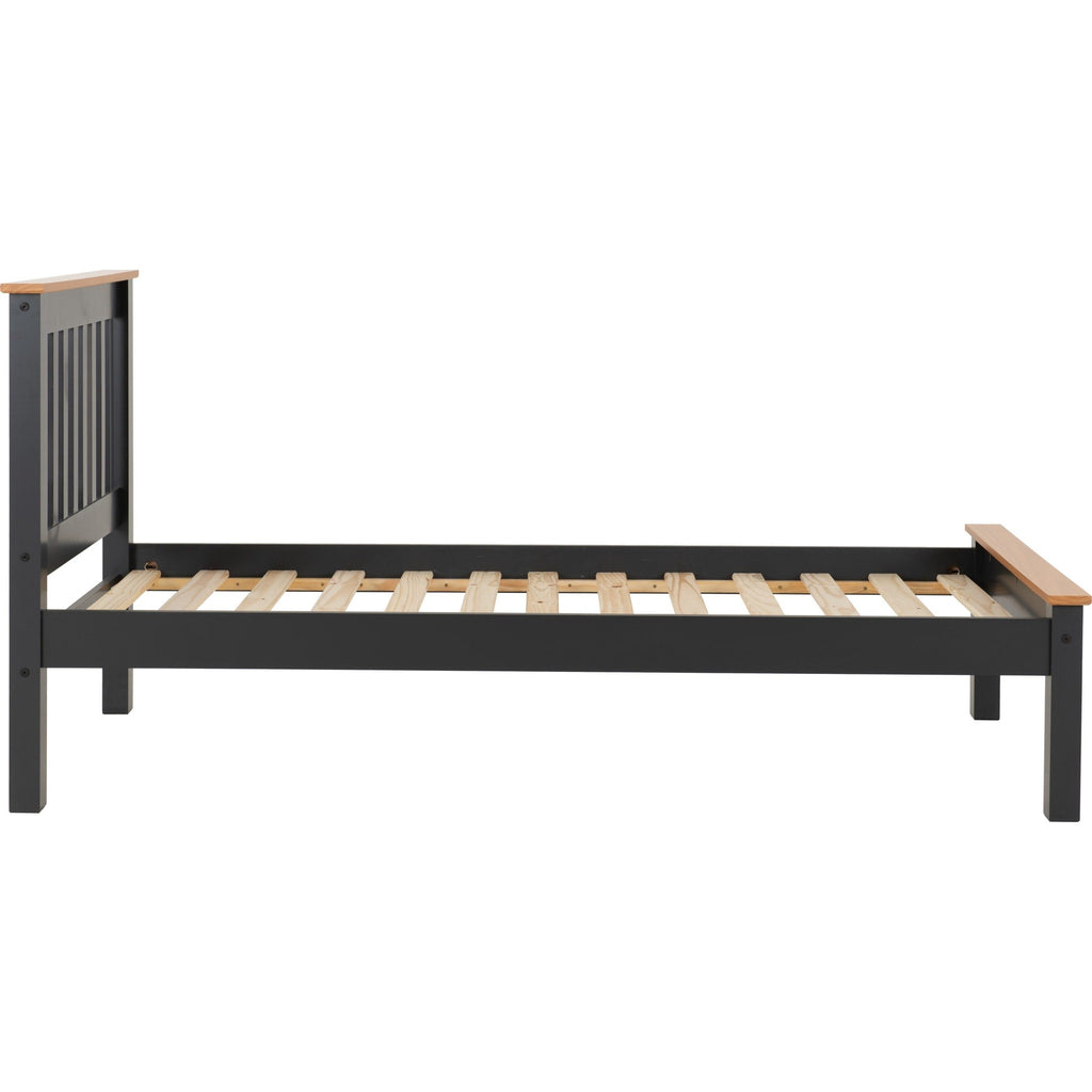 Monaco 3' Low End Bed - Dark Grey/Oak Effect