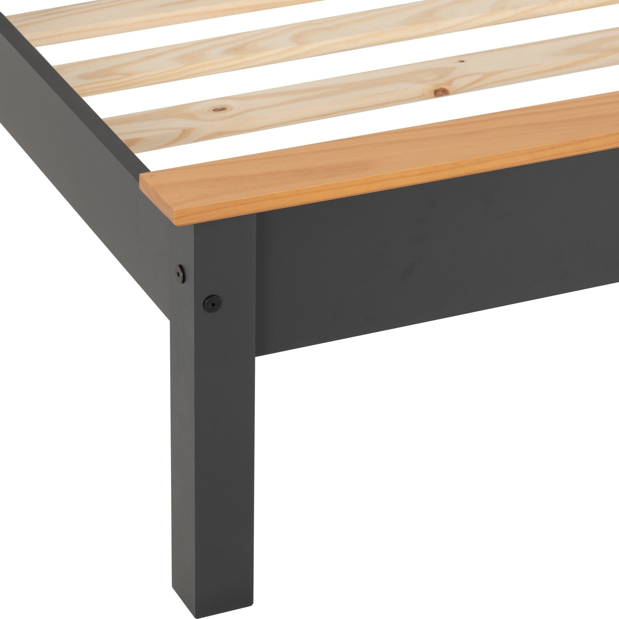 Monaco 3' Low End Bed - Dark Grey/Oak Effect