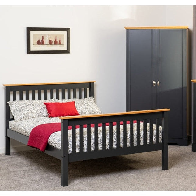 Monaco 5' High End Bed - Dark Grey/Oak Effect