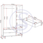 Madrid 3 Door 2 Drawer Wardrobe - Grey/White Gloss