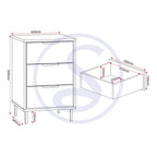 Madrid 3 Drawer Bedside - Grey/White Gloss