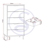Madrid 5 Drawer Narrow Chest - Grey/White Gloss