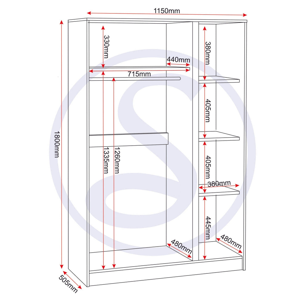 Malvern 3 Door Wardrobe - Urban Snow
