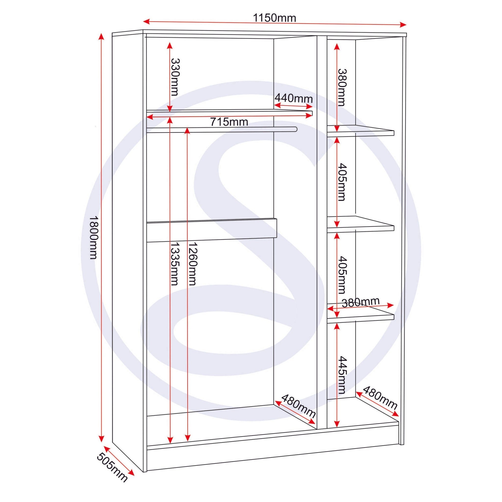 Malvern 3 Door Wardrobe - Urban Snow