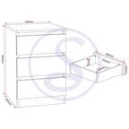 Malvern 3 Drawer Bedside X2 - Black