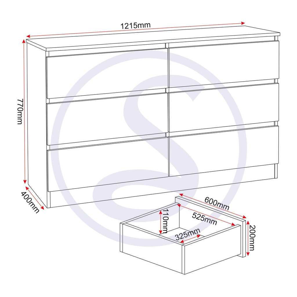 Malvern 6 Drawer Chest - White