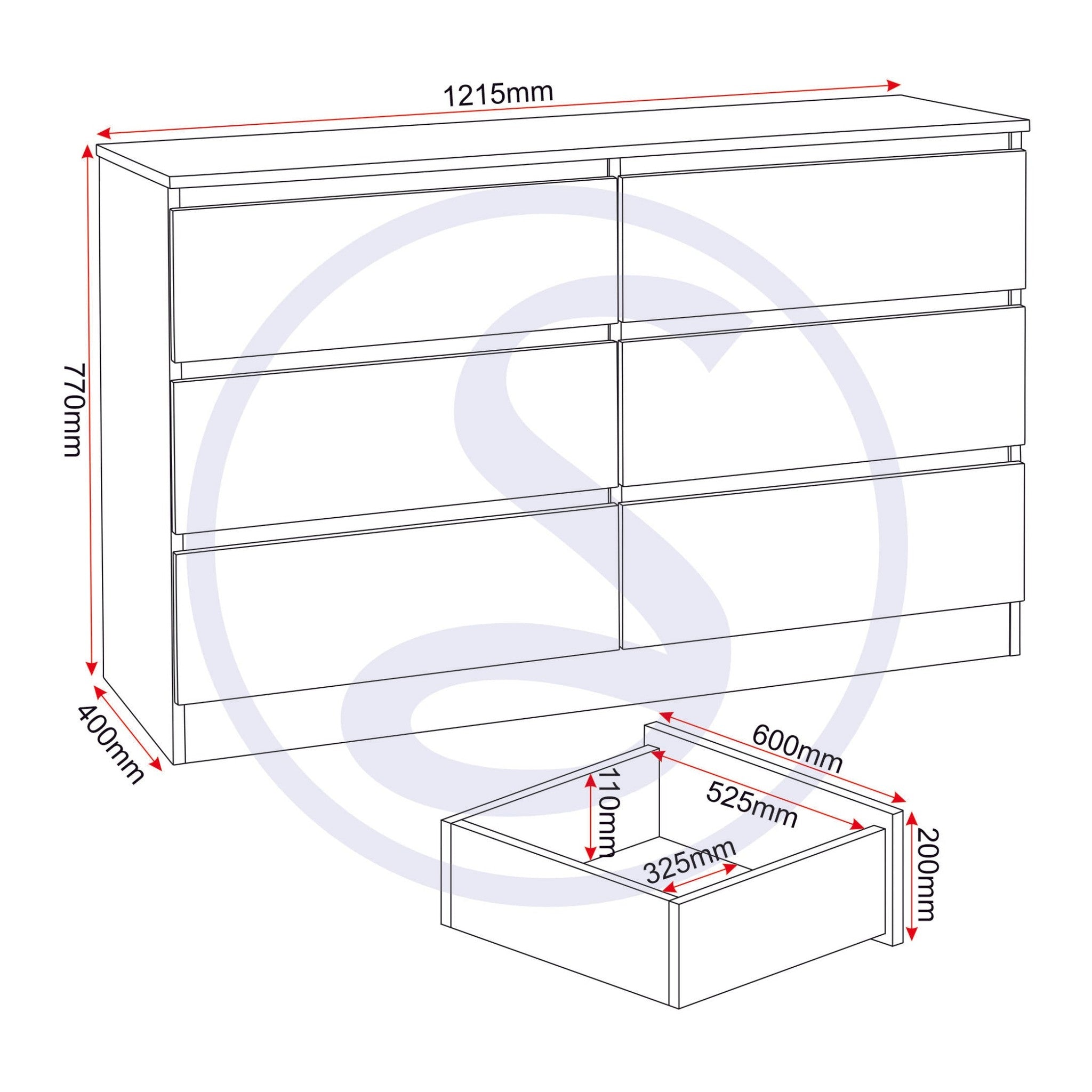 Malvern 6 Drawer Chest - White