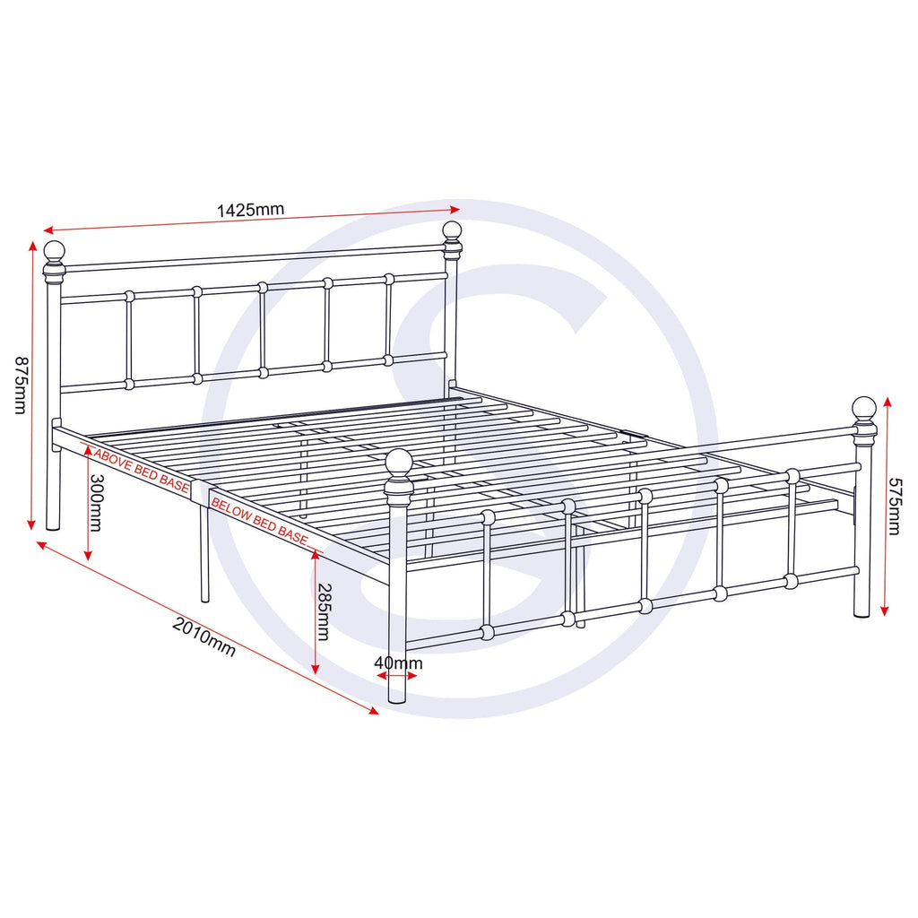 Marlborough 4'6" Bed - White/Antique Brass