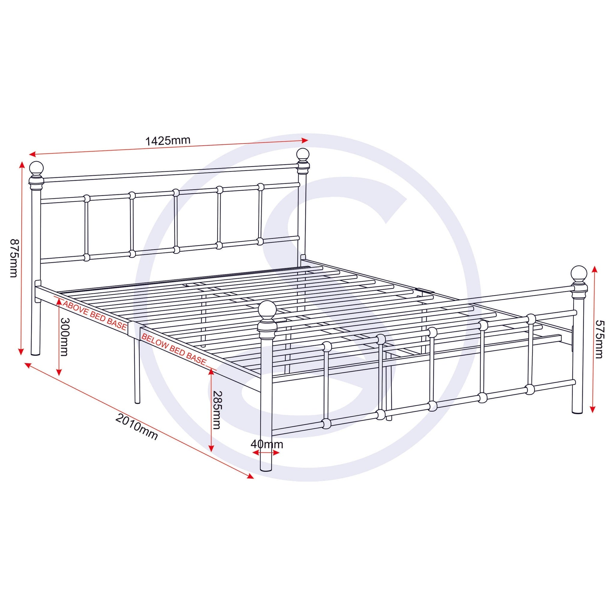 Marlborough 4'6" Bed - White/Antique Brass