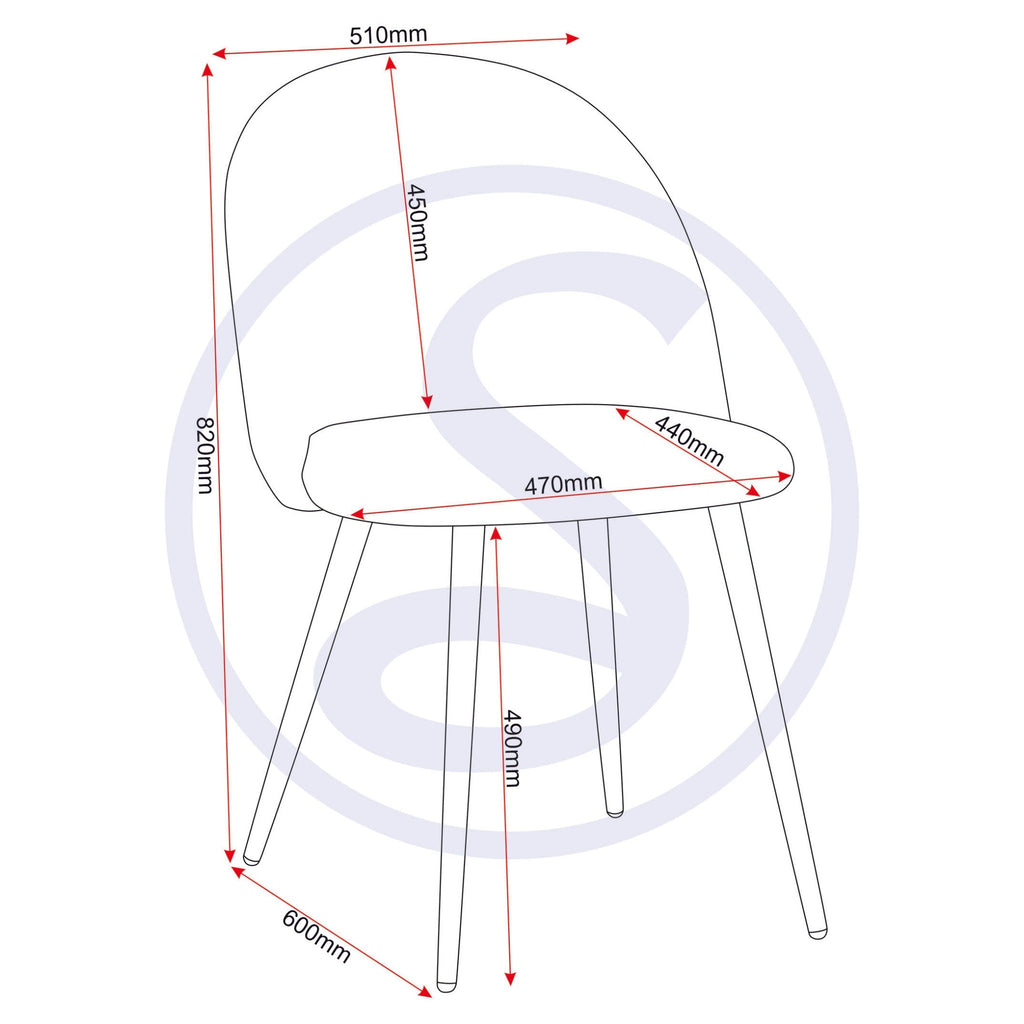 Marlow Dining Chair X4 Per Box - Black Velvet