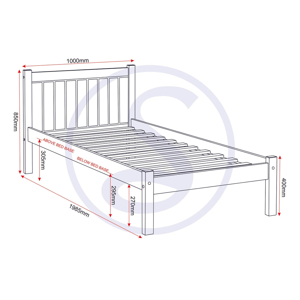 Maya 3' Bed - Distressed Waxed Pine