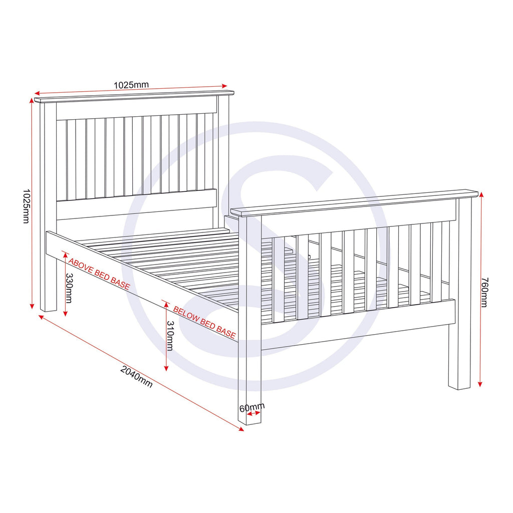 Monaco 3' High End Bed - Dark Grey/Oak Effect