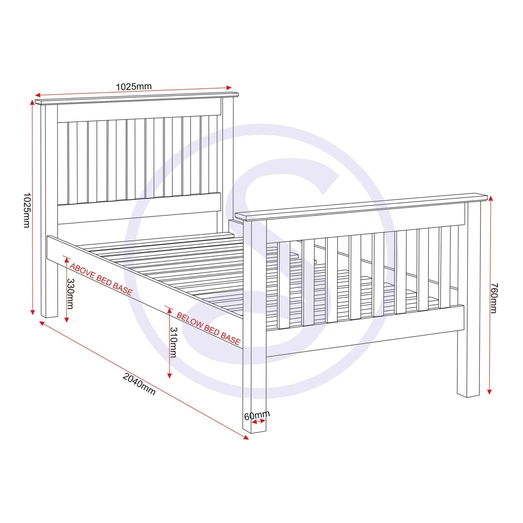 Monaco 3' High End Bed - Dark Grey/Oak Effect