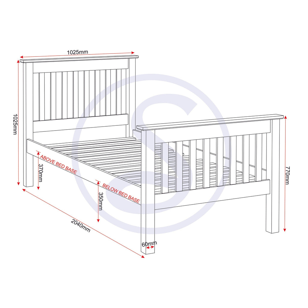 Monaco 3' High End Bed - Grey