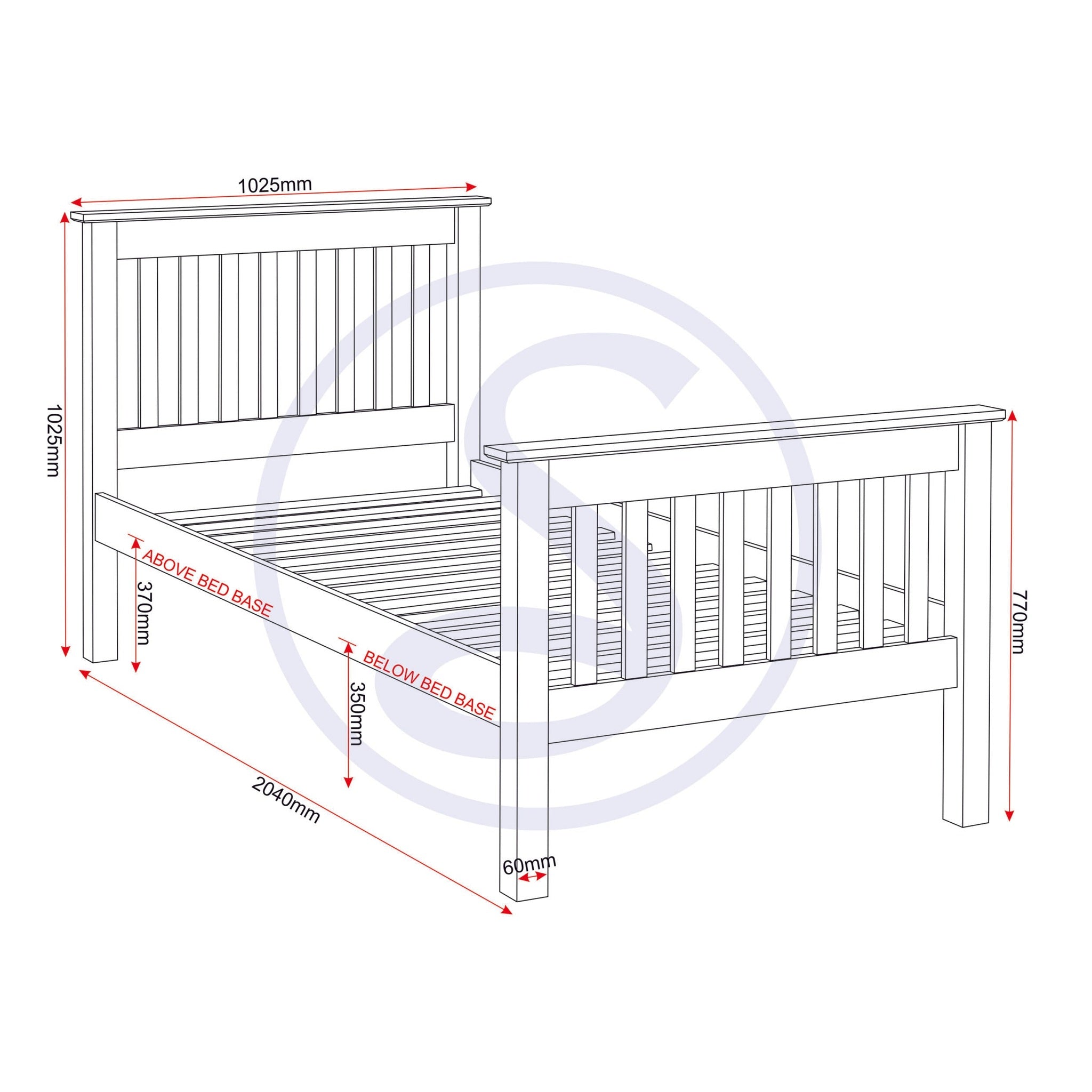 Monaco 3' High End Bed - Grey