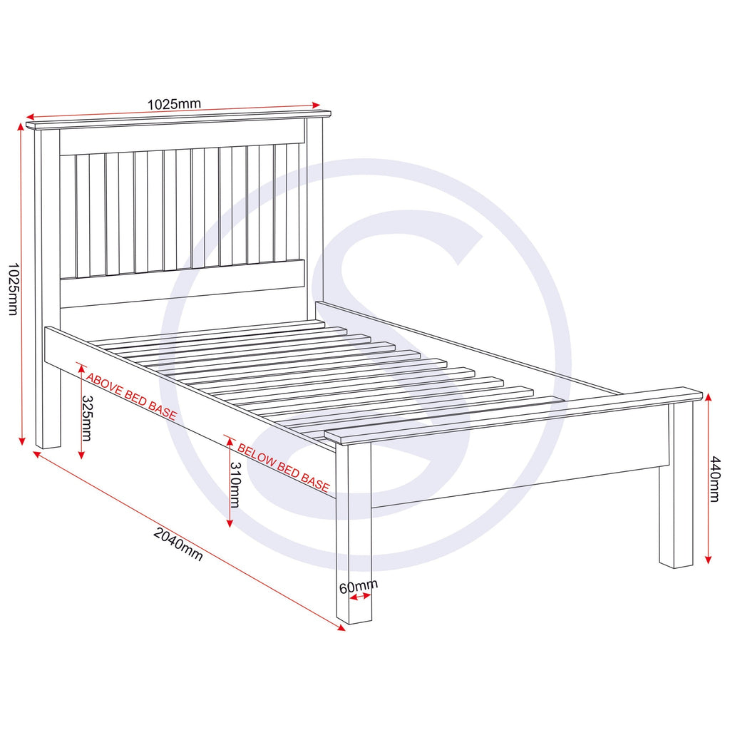 Monaco 3' Low End Bed - Dark Grey/Oak Effect