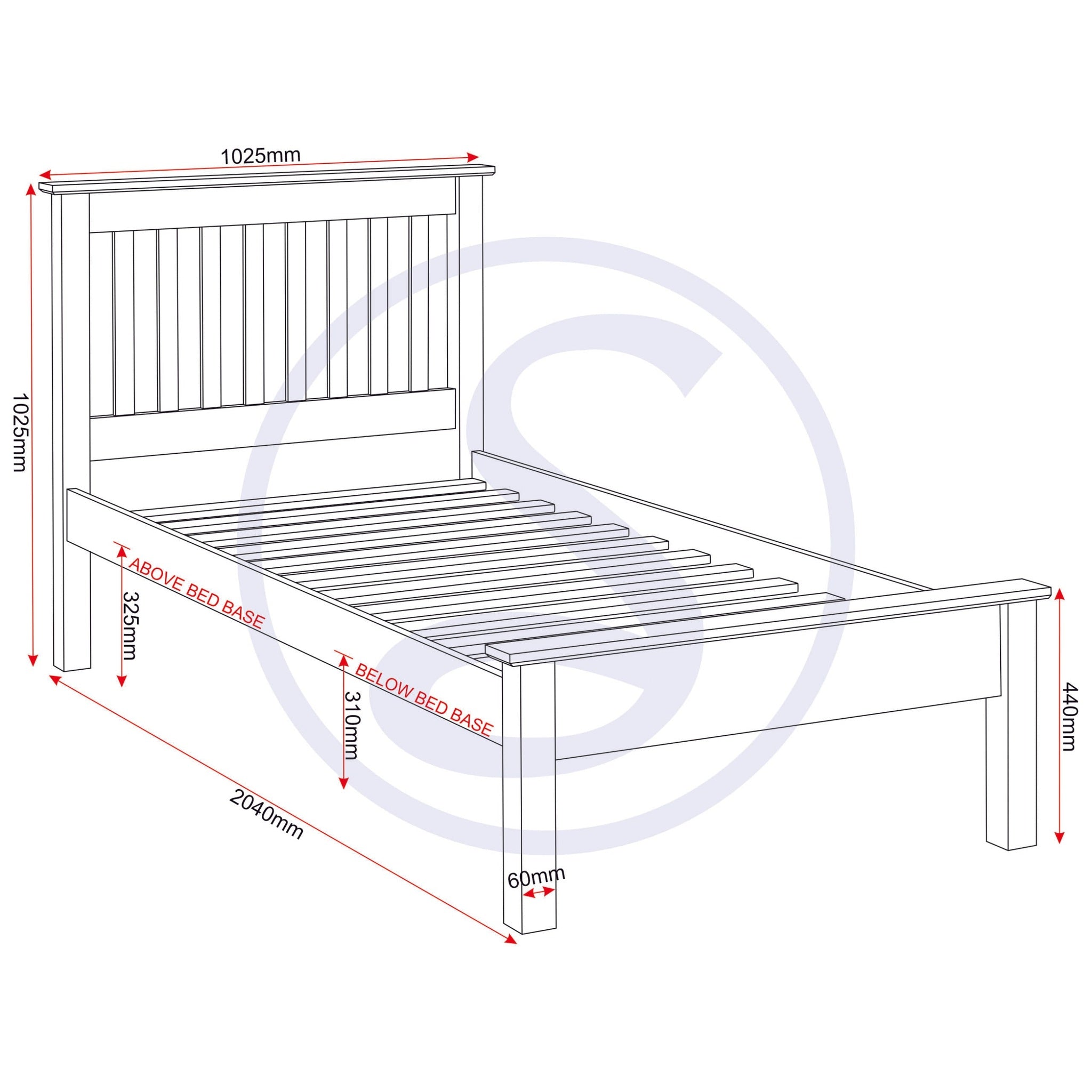 Monaco 3' Low End Bed - Dark Grey/Oak Effect