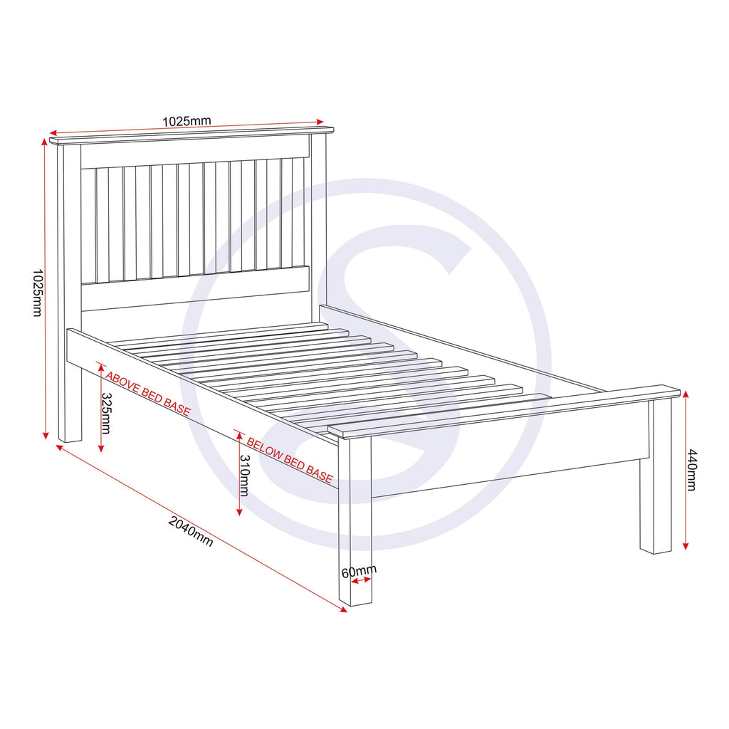 Monaco 3' Low End Bed - White