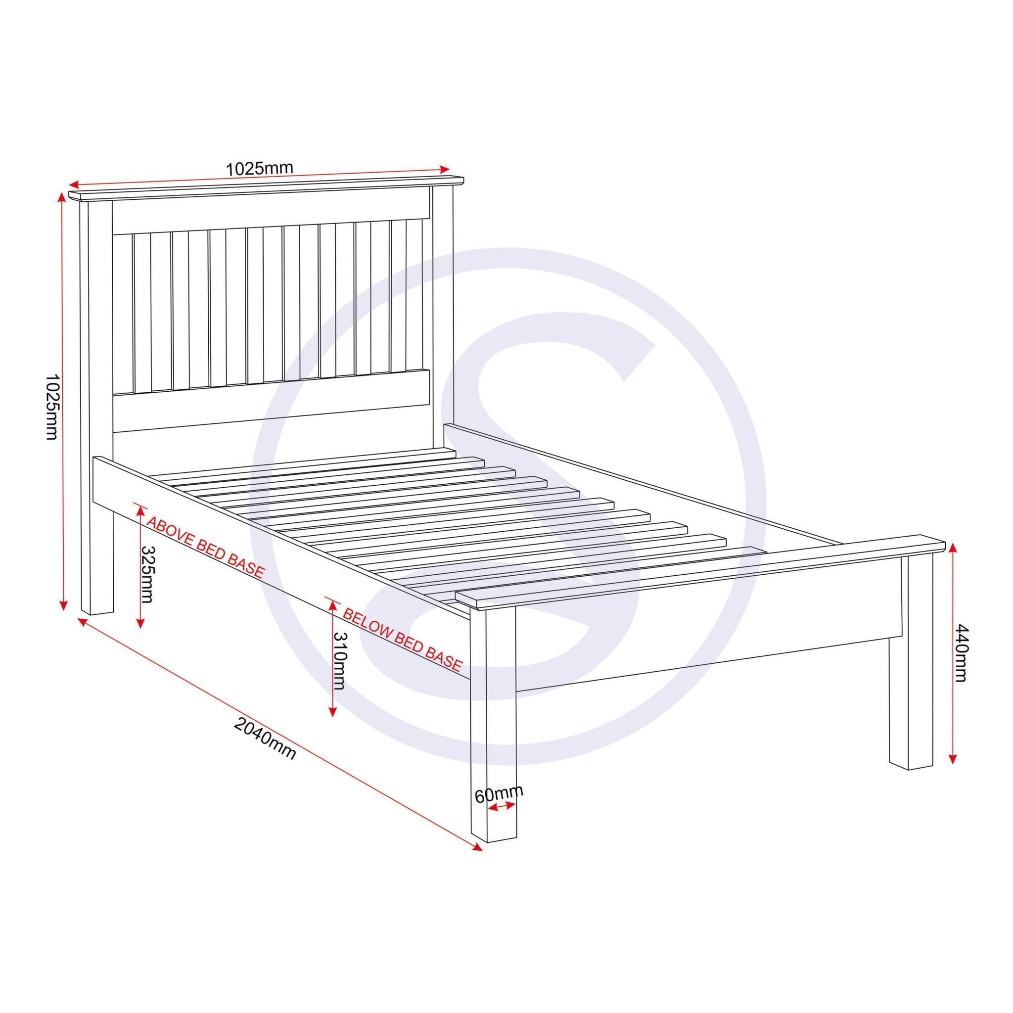 Monaco 3' Low End Bed - White
