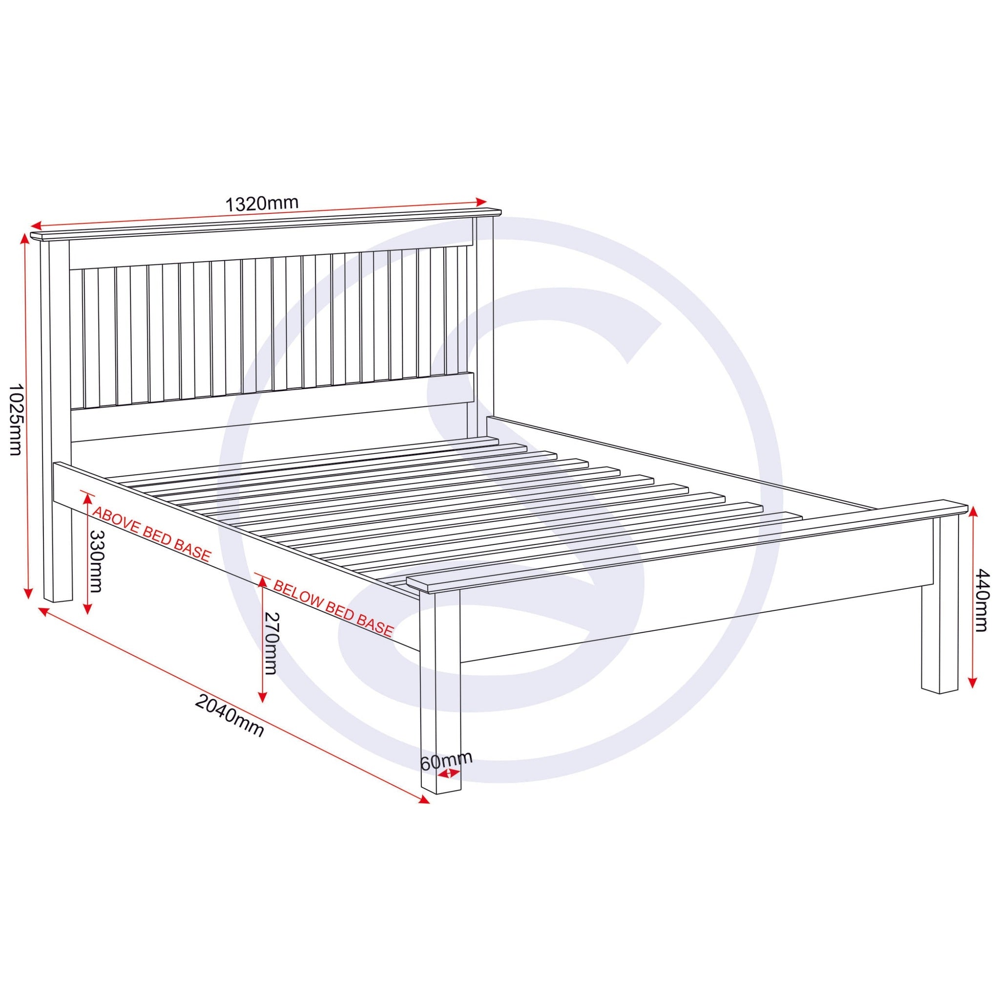 Monaco 4' Low End Bed - White