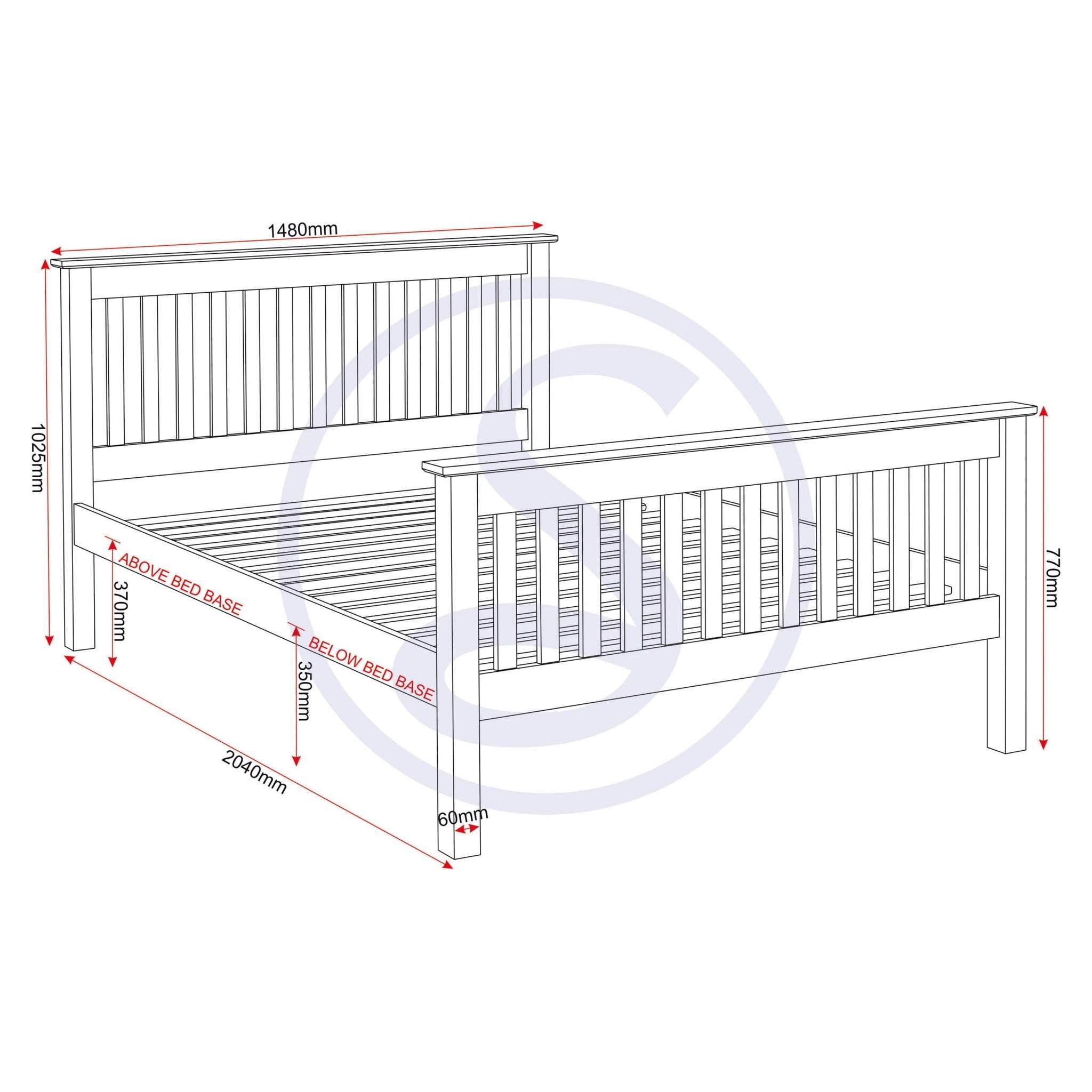 Monaco 4'6" High End Bed - Distressed Waxed Pine