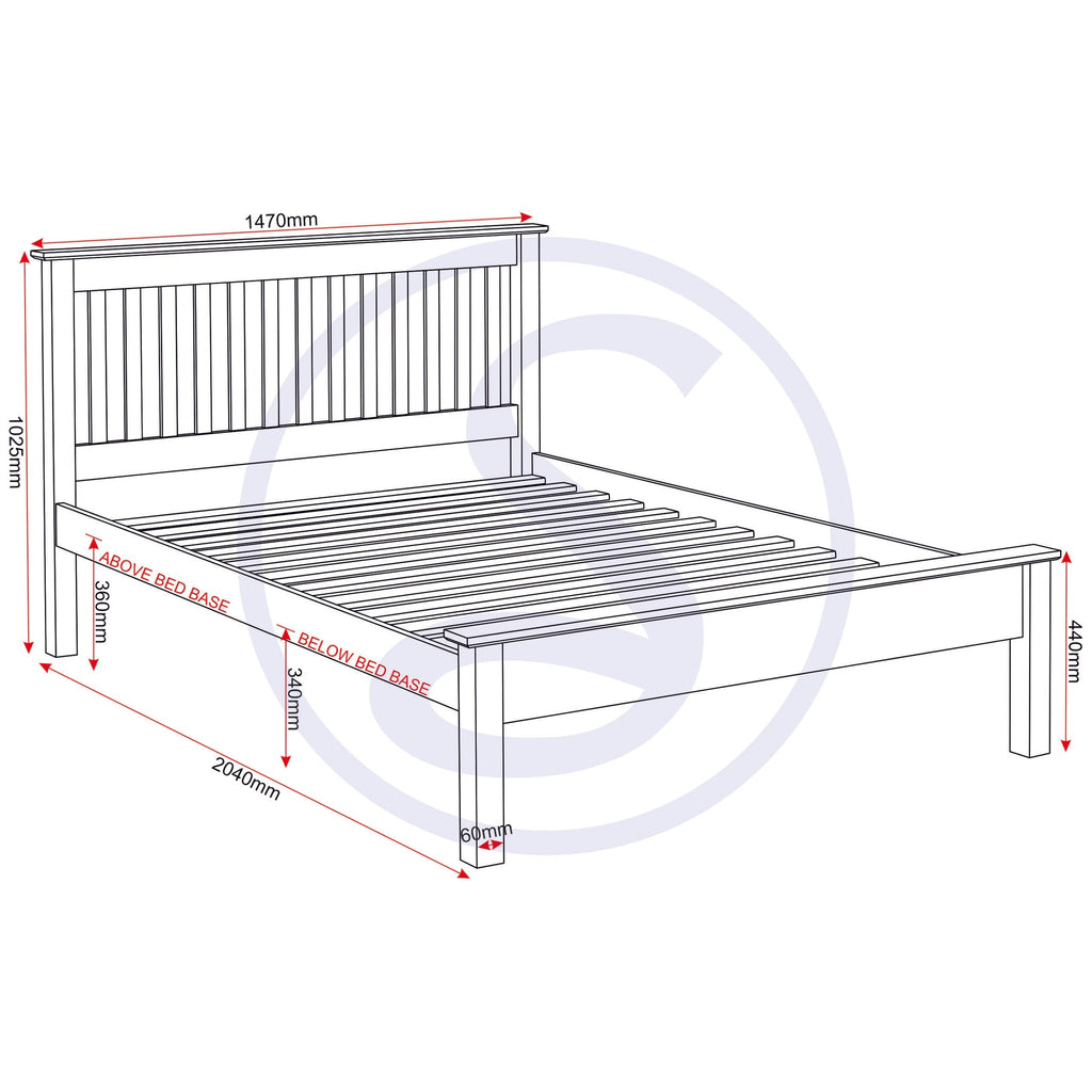 Monaco 4'6" Low End Bed - Antique Pine