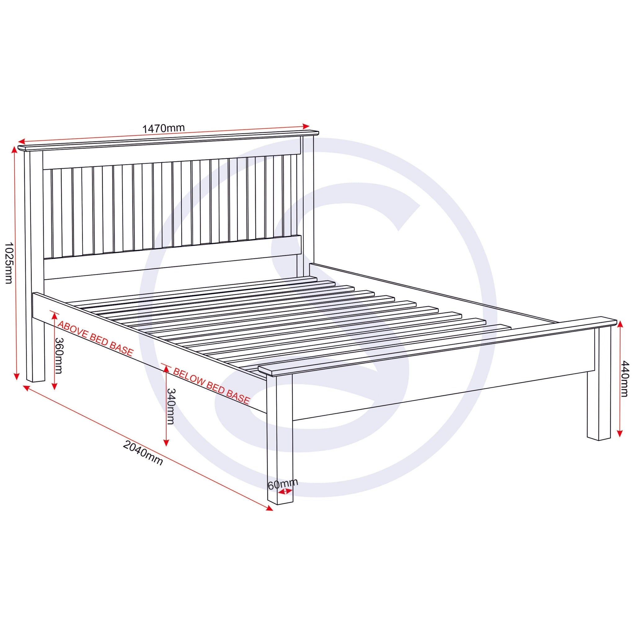 Monaco 4'6" Low End Bed - Antique Pine