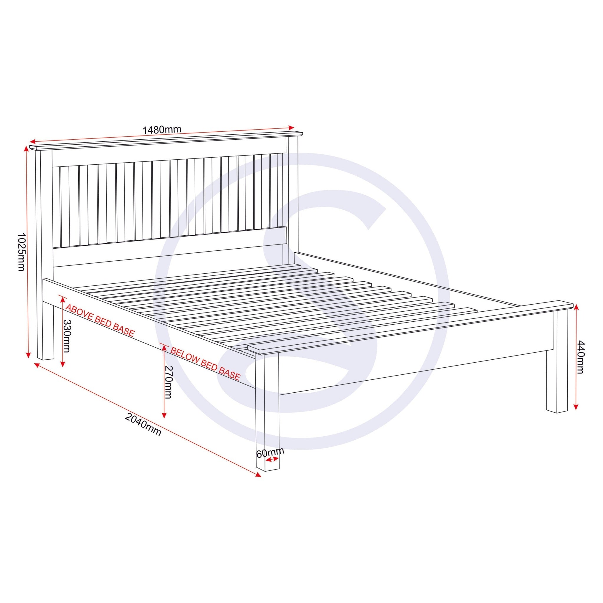 Monaco 4'6" Low End Bed - White