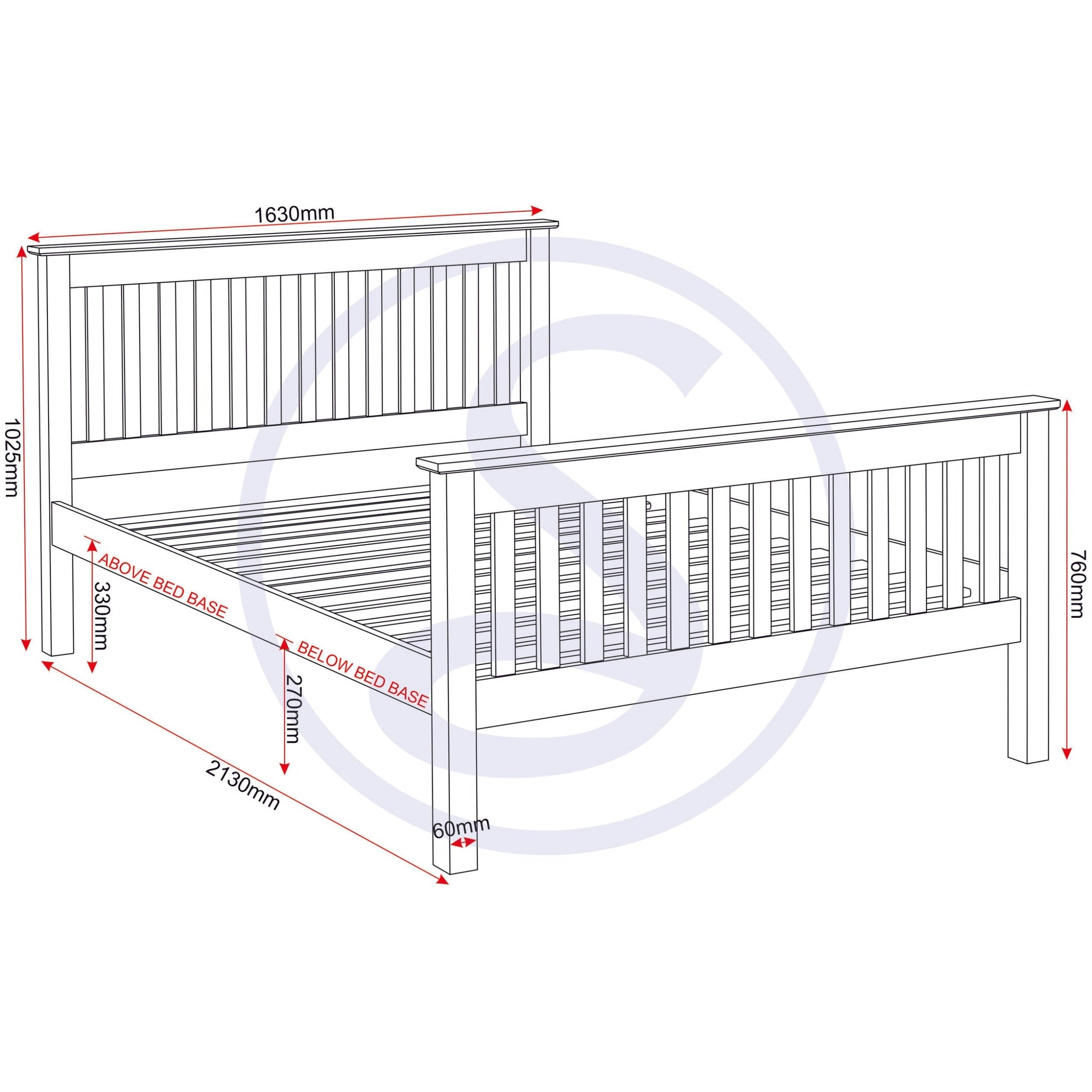 Monaco 5' High End Bed - Dark Grey/Oak Effect
