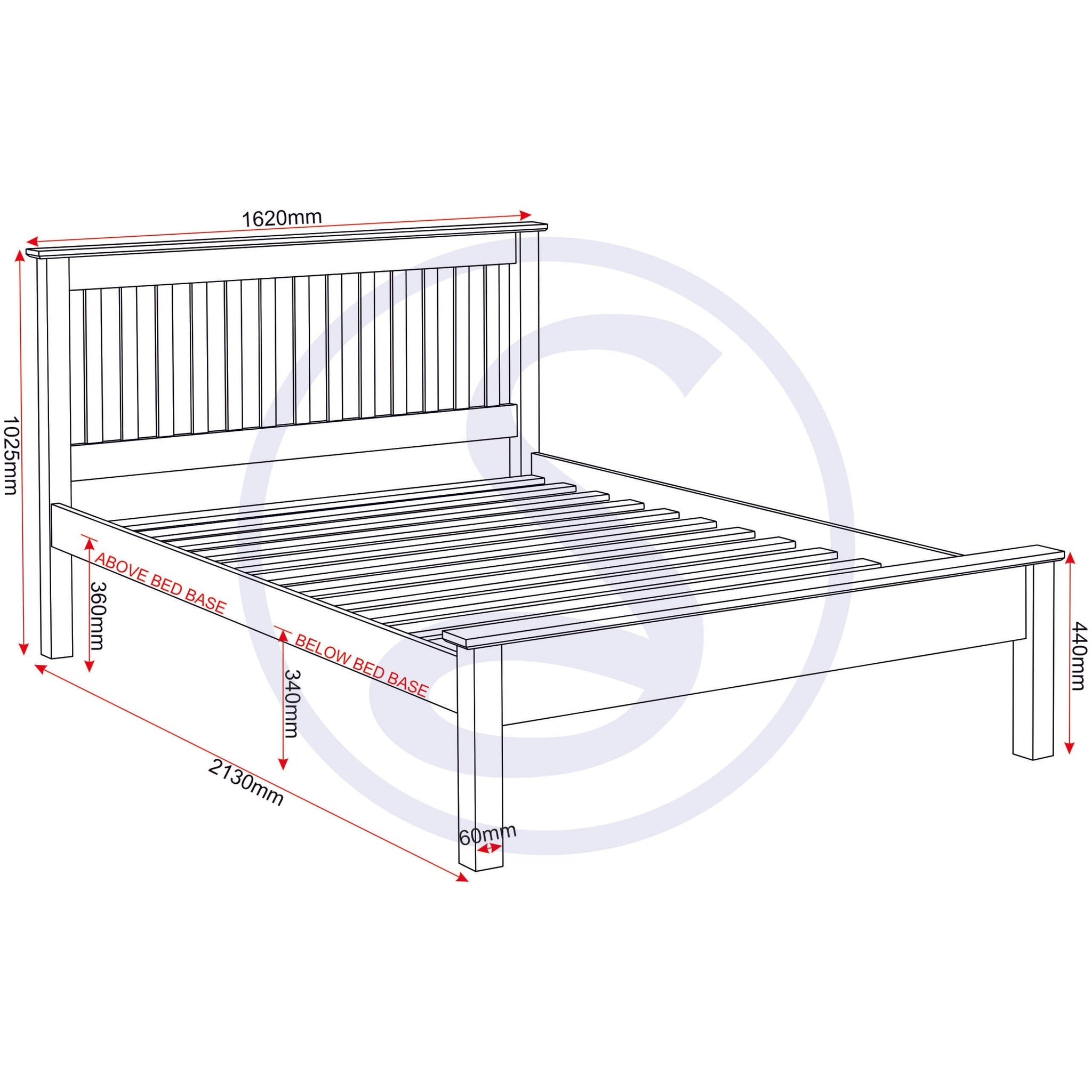 Monaco 5' Low End Bed - Dark Grey/Oak Effect
