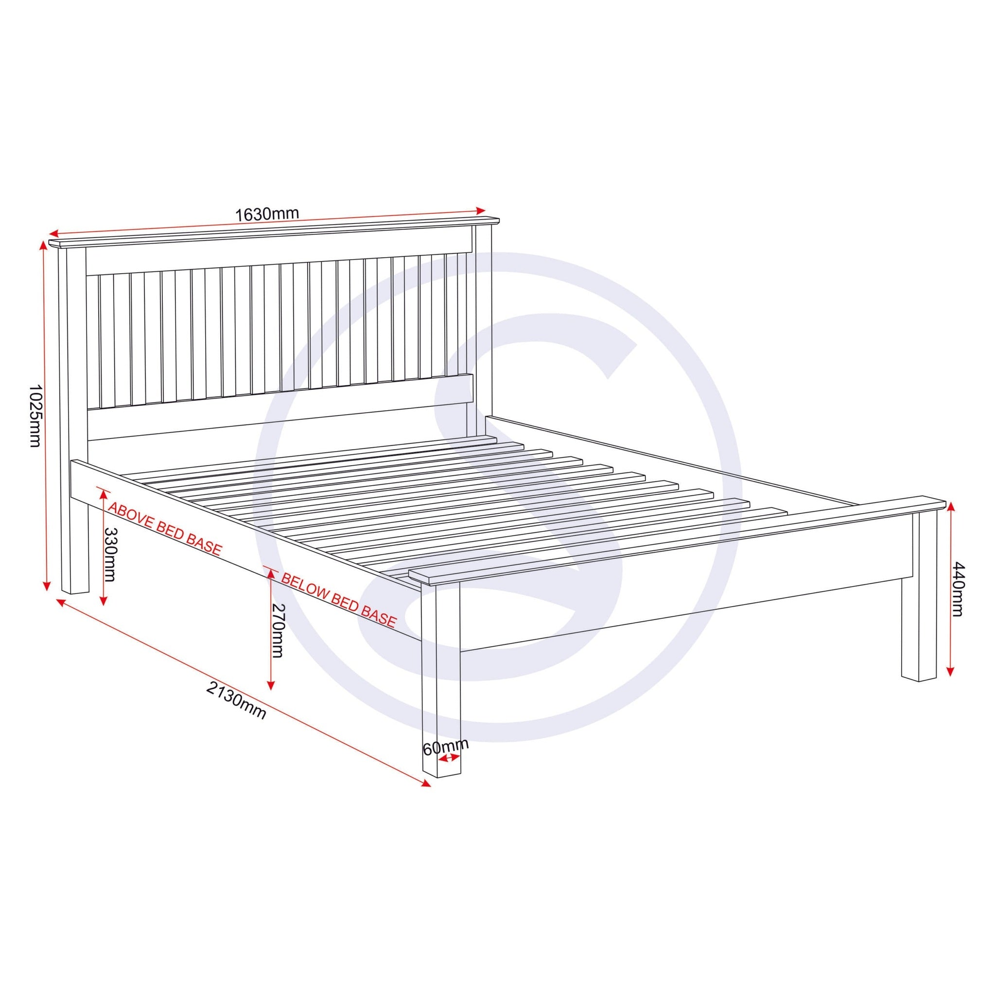 Monaco 5' Low End Bed - White
