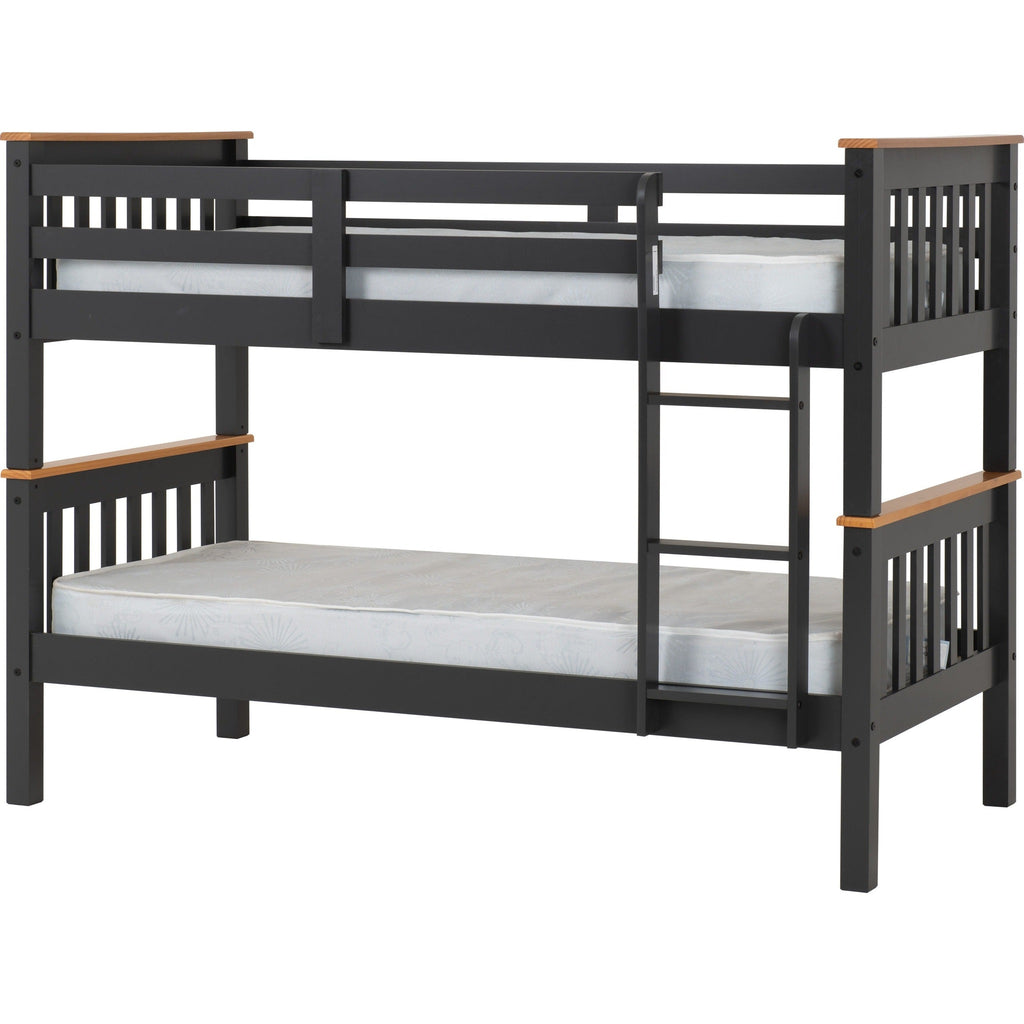 Neptune 3' Bunk Bed - Dark Grey/Oak Effect