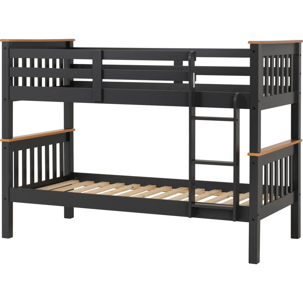 Neptune 3' Bunk Bed - Dark Grey/Oak Effect