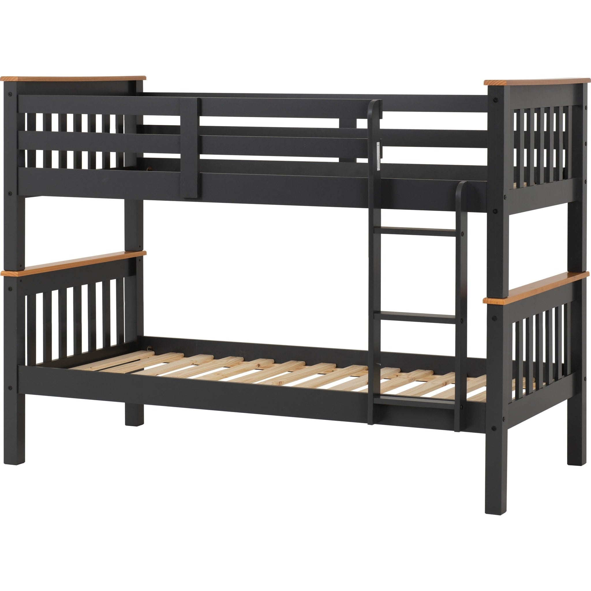 Neptune 3' Bunk Bed - Dark Grey/Oak Effect