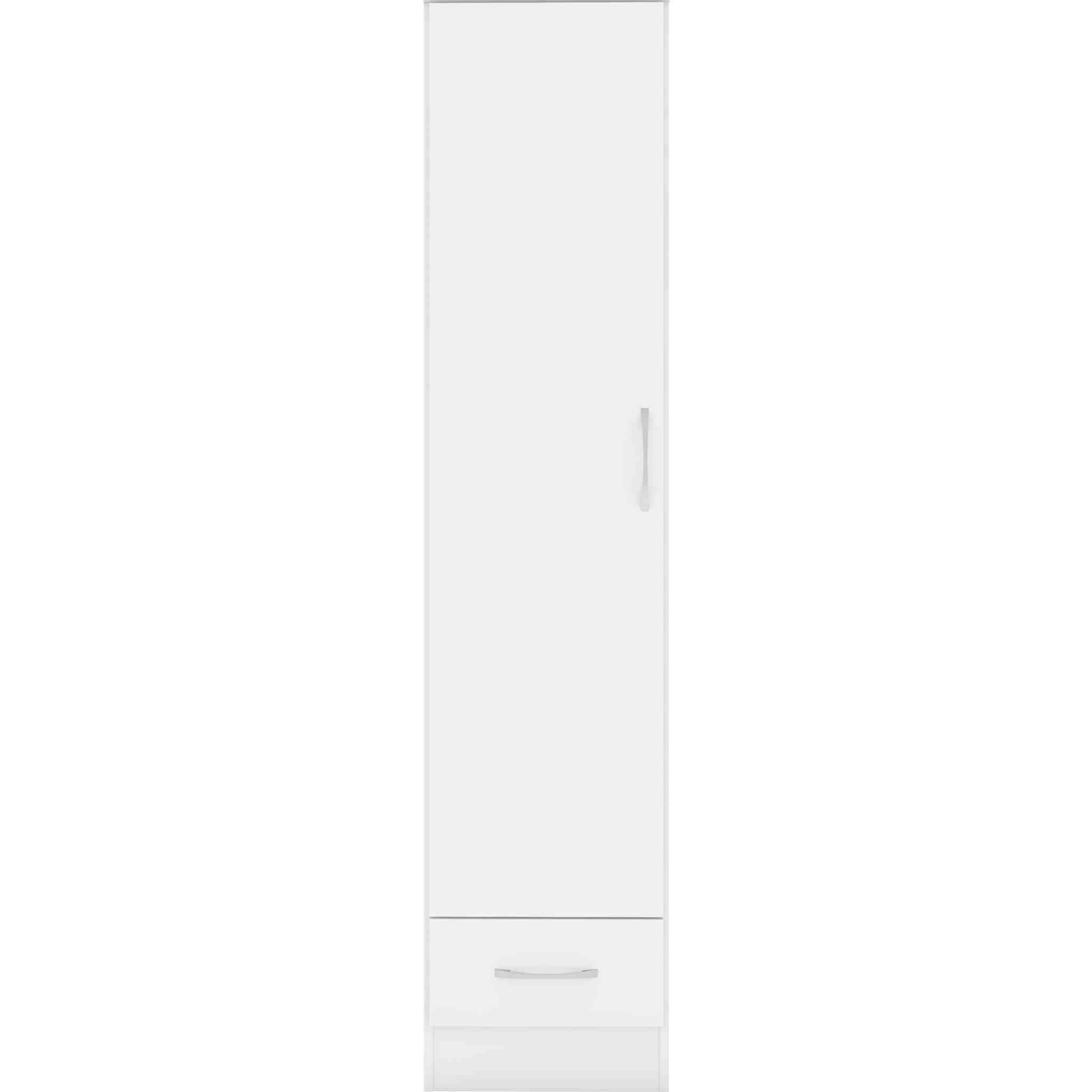 Nevada 1 Door 1 Drawer Wardrobe - White Gloss