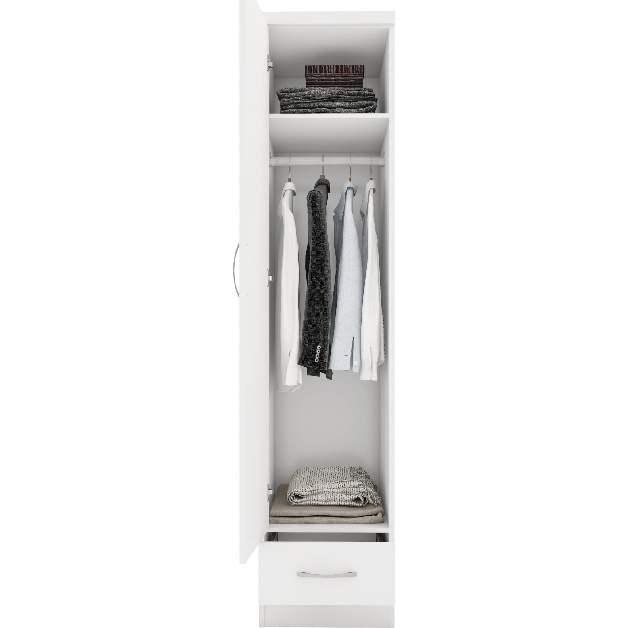 Nevada 1 Door 1 Drawer Wardrobe - White Gloss