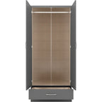 Nevada 2 Door 1 Drawer Wardrobe - 3D Effect Grey