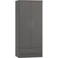 Nevada 2 Door 1 Drawer Wardrobe - 3D Effect Grey