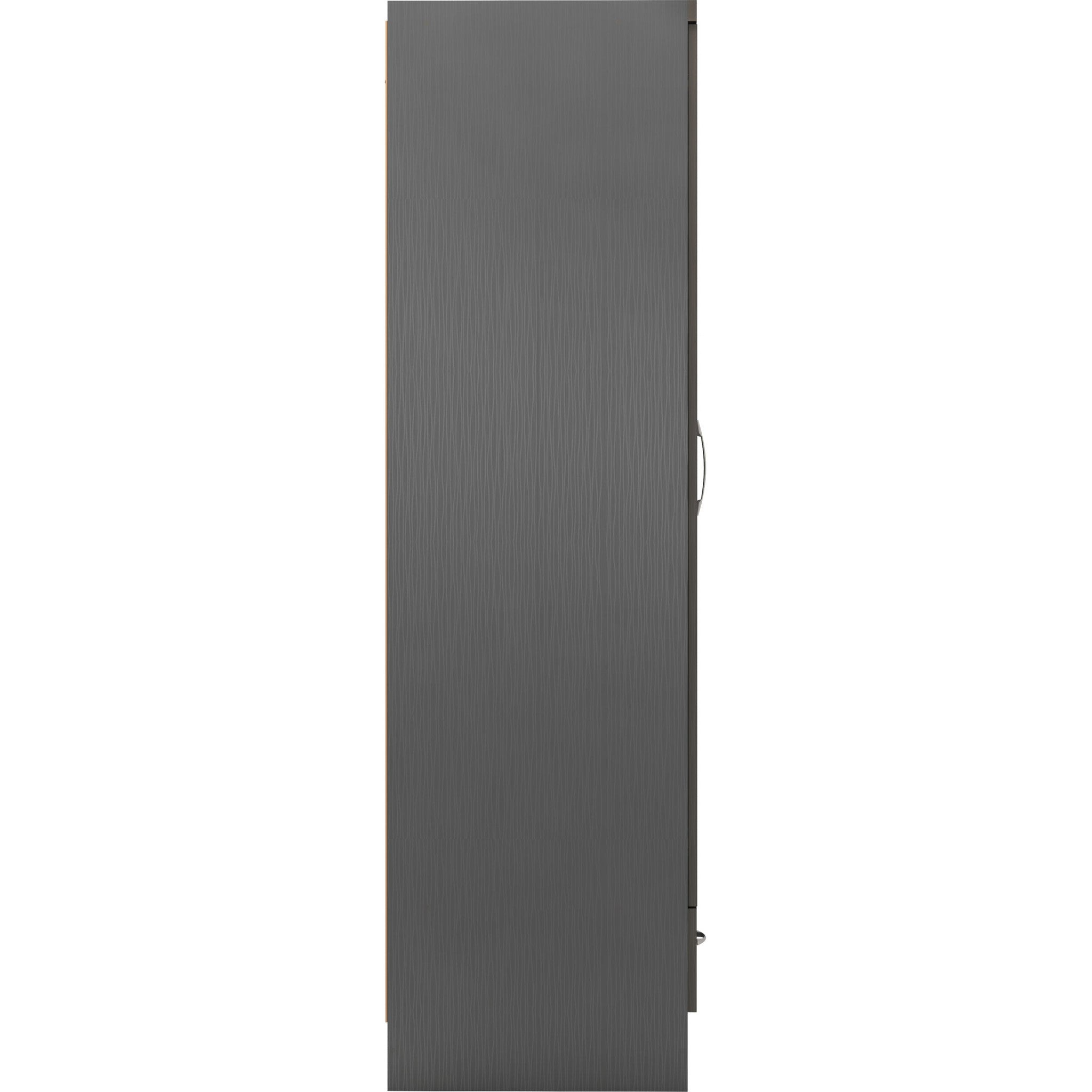 Nevada 2 Door 1 Drawer Wardrobe - 3D Effect Grey