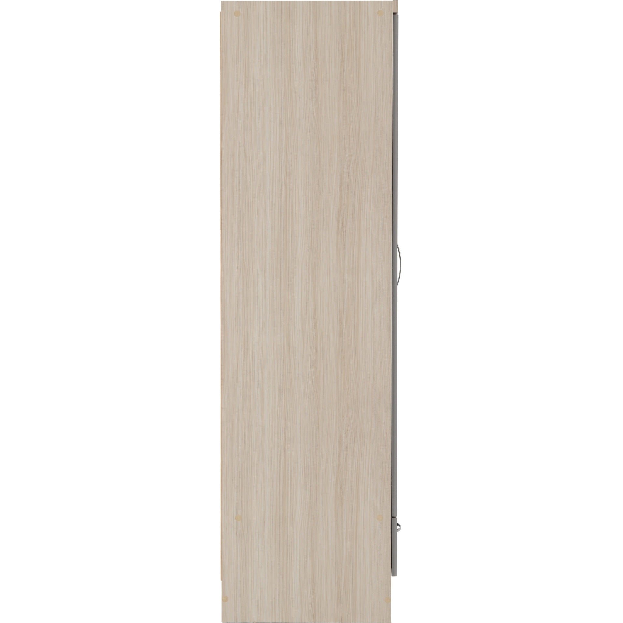 Nevada 2 Door 1 Drawer Wardrobe - Grey Gloss/Light Oak Effect Veneer