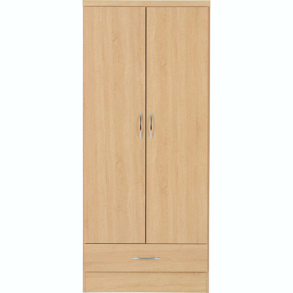 Nevada 2 Door 1 Drawer Wardrobe - Sonoma Oak Effect