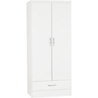 Nevada 2 Door 1 Drawer Wardrobe - White Gloss
