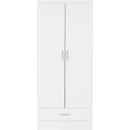 Nevada 2 Door 1 Drawer Wardrobe - White Gloss