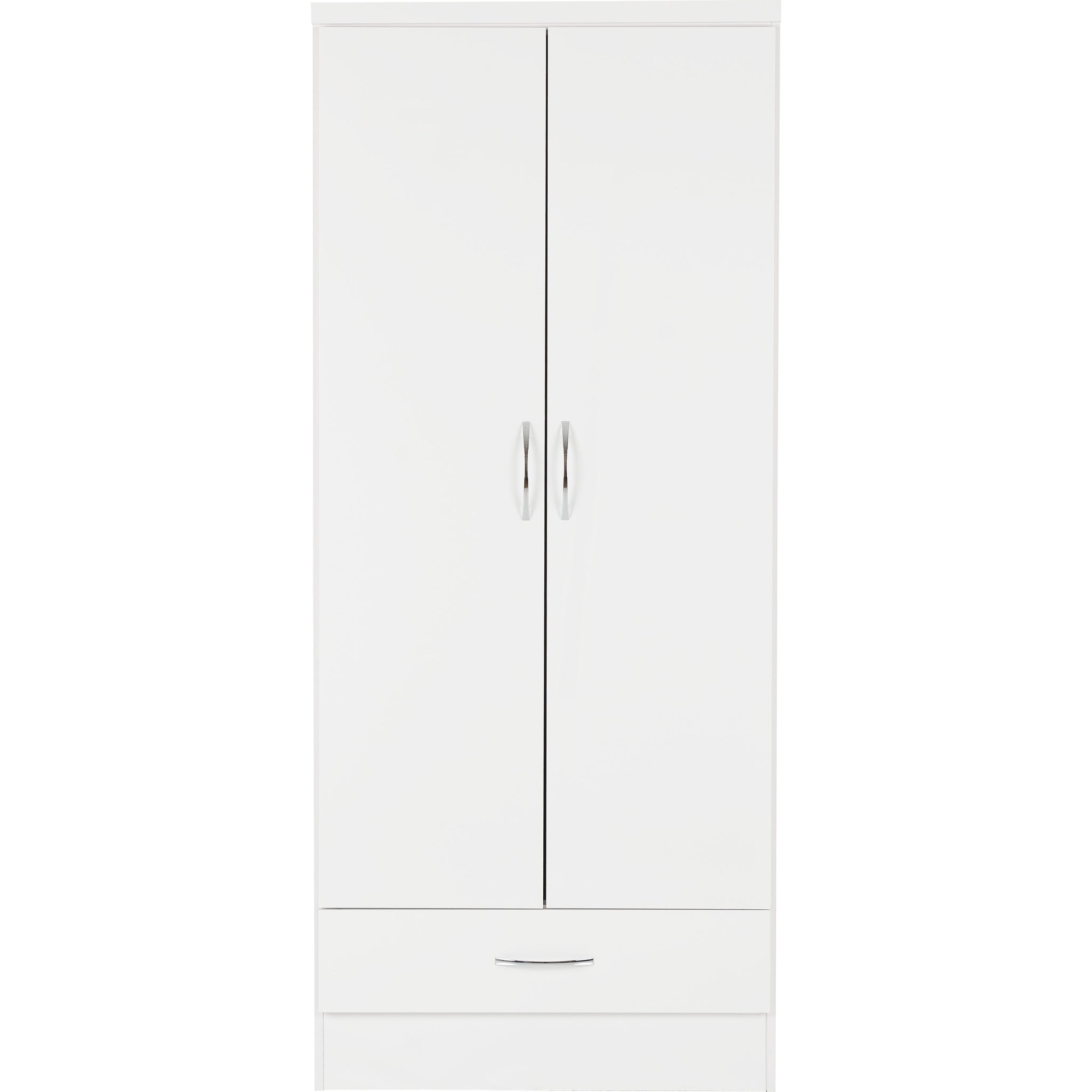 Nevada 2 Door 1 Drawer Wardrobe - White Gloss