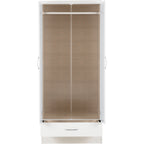 Nevada 2 Door 1 Drawer Wardrobe - White Gloss