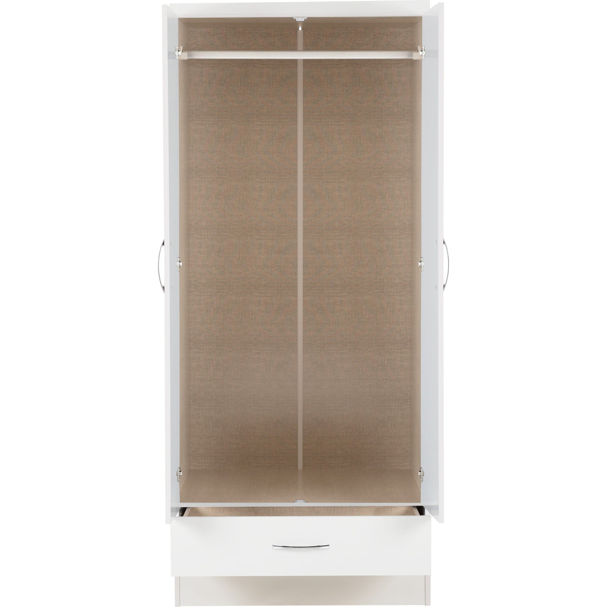 Nevada 2 Door 1 Drawer Wardrobe - White Gloss