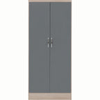 Nevada 2 Door All Hanging Wardrobe - Grey Gloss/Light Oak Effect Veneer