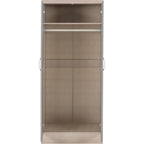 Nevada 2 Door All Hanging Wardrobe - Grey Gloss/Light Oak Effect Veneer
