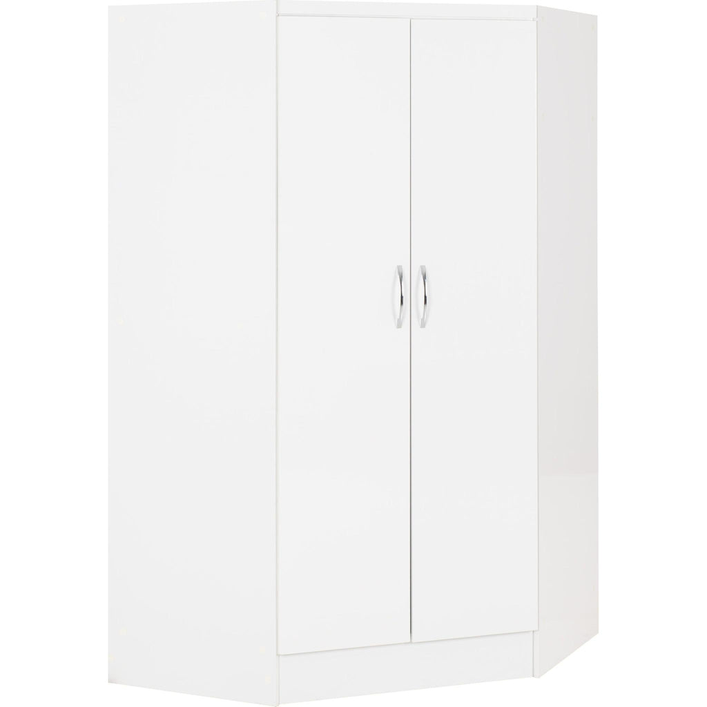 Nevada 2 Door Corner Wardrobe - White Gloss