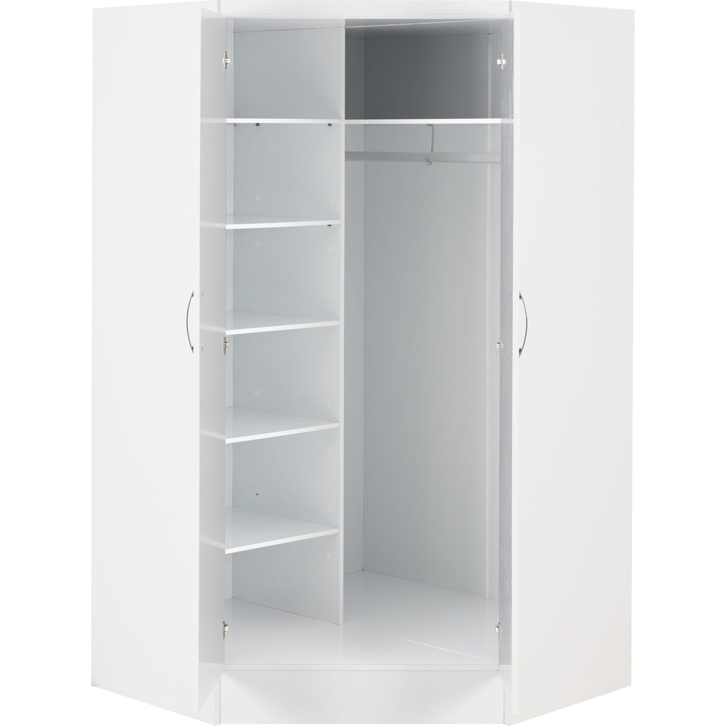 Nevada 2 Door Corner Wardrobe - White Gloss